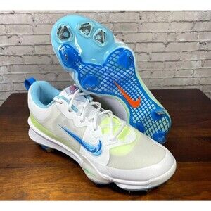 Nike Force Trout 9 Pro Cleats Baseball White/Volt/Blue FQ7941-100 Mens Size 7